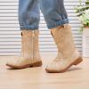 imageBMCiTYBM Toddler Girls Cowboy Cowgirl Boots Little Kids Pointed Toe Western Boots Mid Calf Side Zipper Riding Shoes for All Seasons ToddlerLittle KidFbeige