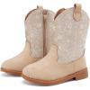 imageBMCiTYBM Toddler Girls Cowboy Cowgirl Boots Little Kids Pointed Toe Western Boots Mid Calf Side Zipper Riding Shoes for All Seasons ToddlerLittle KidCgiltter Camel