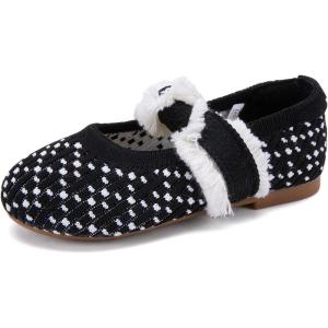 imageBMCiTYBM Toddler Girl Ballet Flats Comfortable Knit Casual Dressy Shoes for Girl Party School ShoesAblack