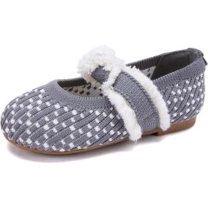 imageBMCiTYBM Toddler Girl Ballet Flats Comfortable Knit Casual Dressy Shoes for Girl Party School ShoesAgrey