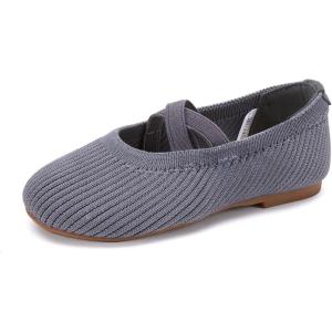 imageBMCiTYBM Toddler Girl Ballet Flats Comfortable Knit Casual Dressy Shoes for Girl Party School ShoesBgrey