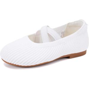 imageBMCiTYBM Toddler Girl Ballet Flats Comfortable Knit Casual Dressy Shoes for Girl Party School ShoesBwhite
