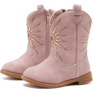 imageBMCiTYBM Toddler Girls Cowboy Cowgirl Boots Little Kids Pointed Toe Western Boots Mid Calf Side Zipper Riding Shoes for All Seasons ToddlerLittle KidEpurple