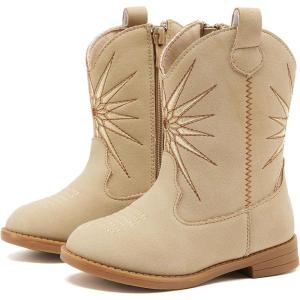 imageBMCiTYBM Toddler Girls Cowboy Cowgirl Boots Little Kids Pointed Toe Western Boots Mid Calf Side Zipper Riding Shoes for All Seasons ToddlerLittle KidEcamel