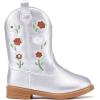 imageBMCiTYBM Toddler Girls Cowgirl Boots Little Kids Mid Calf Western Boots Flower Cowboy Boots Pointed Toe Riding Shoes1silver