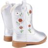 imageBMCiTYBM Toddler Girls Cowgirl Boots Little Kids Mid Calf Western Boots Flower Cowboy Boots Pointed Toe Riding Shoes1silver