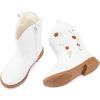 imageBMCiTYBM Toddler Girls Cowgirl Boots Little Kids Mid Calf Western Boots Flower Cowboy Boots Pointed Toe Riding Shoes1white