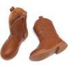 imageBMCiTYBM Toddler Girls Cowgirl Boots Little Kids Mid Calf Western Boots Flower Cowboy Boots Pointed Toe Riding Shoes2brown