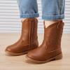 imageBMCiTYBM Toddler Girls Cowgirl Boots Little Kids Mid Calf Western Boots Flower Cowboy Boots Pointed Toe Riding Shoes2brown