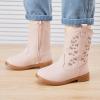 imageBMCiTYBM Toddler Girls Cowgirl Boots Little Kids Mid Calf Western Boots Flower Cowboy Boots Pointed Toe Riding Shoes2pink