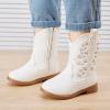 imageBMCiTYBM Toddler Girls Cowgirl Boots Little Kids Mid Calf Western Boots Flower Cowboy Boots Pointed Toe Riding Shoes2white