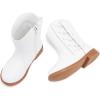 imageBMCiTYBM Toddler Girls Cowgirl Boots Little Kids Mid Calf Western Boots Flower Cowboy Boots Pointed Toe Riding Shoes3white
