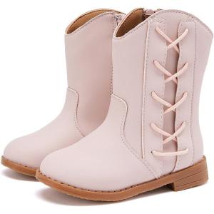 imageBMCiTYBM Toddler Girls Cowgirl Boots Little Kids Mid Calf Western Boots Flower Cowboy Boots Pointed Toe Riding Shoes3pink