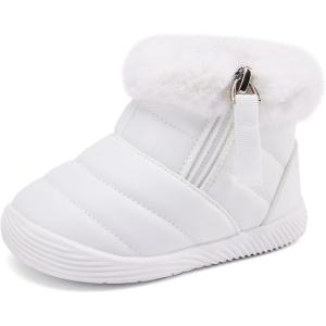 imageBMCiTYBM Baby Boy Girl Snow Boots Waterproof Winter Warm Booties Nonslip Lightweight Outdoor Shoes for First Walkers 6 9 12 18 24 MonthsInfantToddlerAwhite