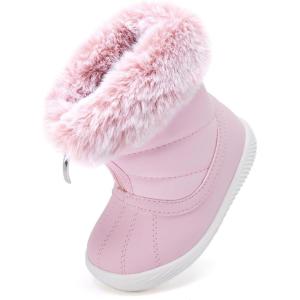 imageBMCiTYBM Baby Boy Girl Snow Boots Waterproof Winter Warm Booties Nonslip Lightweight Outdoor Shoes for First Walkers 6 9 12 18 24 MonthsInfantToddlerA3pink