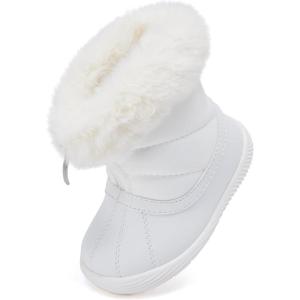 imageBMCiTYBM Baby Boy Girl Snow Boots Waterproof Winter Warm Booties Nonslip Lightweight Outdoor Shoes for First Walkers 6 9 12 18 24 MonthsInfantToddlerA3white