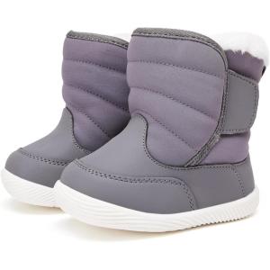 imageBMCiTYBM Baby Boy Girl Snow Boots Waterproof Winter Warm Booties Nonslip Lightweight Outdoor Shoes for First Walkers 6 9 12 18 24 MonthsInfantToddlerA4grey