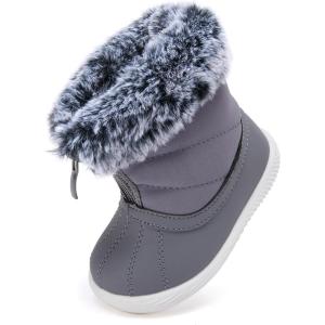 imageBMCiTYBM Baby Boy Girl Snow Boots Waterproof Winter Warm Booties Nonslip Lightweight Outdoor Shoes for First Walkers 6 9 12 18 24 MonthsInfantToddlerA3grey