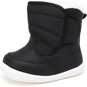 imageBMCiTYBM Baby Boy Girl Snow Boots Waterproof Winter Warm Booties Nonslip Lightweight Outdoor Shoes for First Walkers 6 9 12 18 24 MonthsInfantToddlerA4black