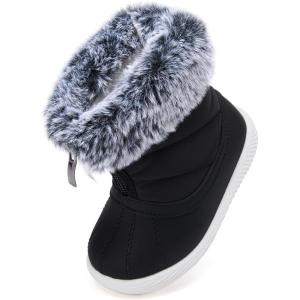 imageBMCiTYBM Baby Boy Girl Snow Boots Waterproof Winter Warm Booties Nonslip Lightweight Outdoor Shoes for First Walkers 6 9 12 18 24 MonthsInfantToddlerA3black