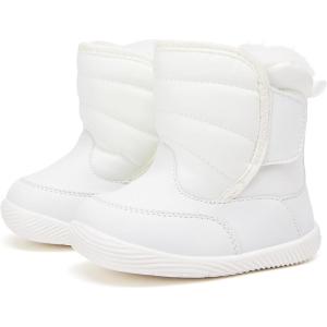 imageBMCiTYBM Baby Boy Girl Snow Boots Waterproof Winter Warm Booties Nonslip Lightweight Outdoor Shoes for First Walkers 6 9 12 18 24 MonthsInfantToddlerA4white