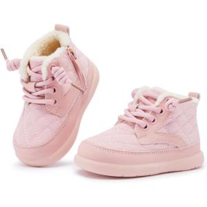 imageBMCiTYBM Baby Boy Girl Snow Boots Waterproof Winter Warm Booties Nonslip Lightweight Outdoor Shoes for First Walkers 6 9 12 18 24 MonthsInfantToddlerBpink