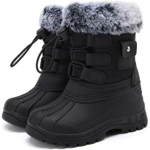 imageBMCiTYBM Kids Snow Boots Boys Girls Toddler Winter Waterproof Shoes Cold Weather Outdoor Lightweight ToddlerLittle KidsBig Kids61black