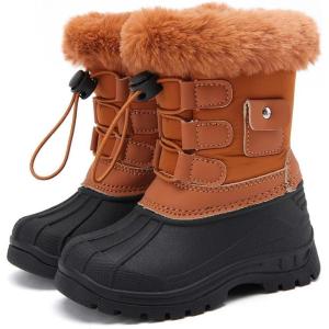 imageBMCiTYBM Kids Snow Boots Boys Girls Toddler Winter Waterproof Shoes Cold Weather Outdoor Lightweight ToddlerLittle KidsBig Kids61camel