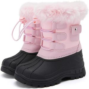 imageBMCiTYBM Kids Snow Boots Boys Girls Toddler Winter Waterproof Shoes Cold Weather Outdoor Lightweight ToddlerLittle KidsBig Kids61pink