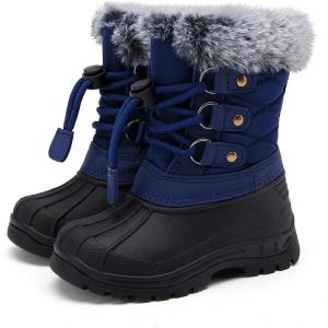 imageBMCiTYBM Kids Snow Boots Boys Girls Toddler Winter Waterproof Shoes Cold Weather Outdoor Lightweight ToddlerLittle KidsBig Kids62navy