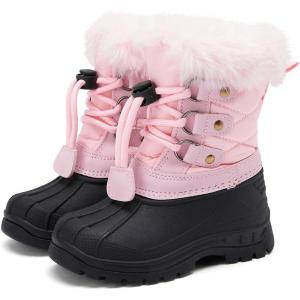 imageBMCiTYBM Kids Snow Boots Boys Girls Toddler Winter Waterproof Shoes Cold Weather Outdoor Lightweight ToddlerLittle KidsBig Kids62pink