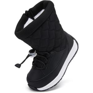 imageBMCiTYBM Toddler Boy Girl Snow Boots Waterproof Winter Warm Booties Nonslip Lightweight Outdoor Walking Shoes for Cold WeatehrAblack