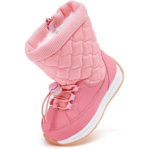 imageBMCiTYBM Toddler Boy Girl Snow Boots Waterproof Winter Warm Booties Nonslip Lightweight Outdoor Walking Shoes for Cold WeatehrApink