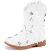 imageBMCiTYBM Toddler Girls Cowgirl Boots Little Kids Mid Calf Western Cowboy Pointed Toe Riding Shoes Tassels Glitter1white