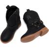 imageBMCiTYBM Toddler Girls Cowgirl Boots Little Kids Mid Calf Western Cowboy Pointed Toe Riding Shoes Tassels Glitter2black