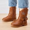 imageBMCiTYBM Toddler Girls Cowgirl Boots Little Kids Mid Calf Western Cowboy Pointed Toe Riding Shoes Tassels Glitter2brown