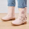 imageBMCiTYBM Toddler Girls Cowgirl Boots Little Kids Mid Calf Western Cowboy Pointed Toe Riding Shoes Tassels Glitter2pink