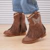 imageBMCiTYBM Toddler Girls Cowgirl Boots Little Kids Mid Calf Western Cowboy Pointed Toe Riding Shoes Tassels Glitter3brown