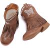 imageBMCiTYBM Toddler Girls Cowgirl Boots Little Kids Mid Calf Western Cowboy Pointed Toe Riding Shoes Tassels Glitter3brown