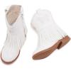 imageBMCiTYBM Toddler Girls Cowgirl Boots Little Kids Mid Calf Western Cowboy Pointed Toe Riding Shoes Tassels Glitter3white