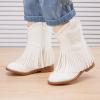imageBMCiTYBM Toddler Girls Cowgirl Boots Little Kids Mid Calf Western Cowboy Pointed Toe Riding Shoes Tassels Glitter3white