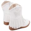imageBMCiTYBM Toddler Girls Cowgirl Boots Little Kids Mid Calf Western Cowboy Pointed Toe Riding Shoes Tassels Glitter3white