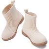 imageBMCiTYBM Toddler Girls Knitted Boots Breathable Low Heel Booties Pointed Toe Slip On Sock Shoes for All SeasonsCamel