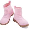 imageBMCiTYBM Toddler Girls Knitted Boots Breathable Low Heel Booties Pointed Toe Slip On Sock Shoes for All SeasonsPink