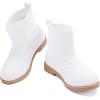 imageBMCiTYBM Toddler Girls Knitted Boots Breathable Low Heel Booties Pointed Toe Slip On Sock Shoes for All SeasonsWhite