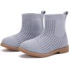 imageBMCiTYBM Toddler Girls Knitted Boots Breathable Low Heel Booties Pointed Toe Slip On Sock Shoes for All SeasonsGrey