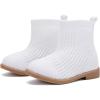 imageBMCiTYBM Toddler Girls Knitted Boots Breathable Low Heel Booties Pointed Toe Slip On Sock Shoes for All SeasonsWhite