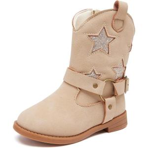 imageBMCiTYBM Toddler Girls Cowgirl Boots Little Kids Mid Calf Western Cowboy Pointed Toe Riding Shoes Tassels Glitter2camel