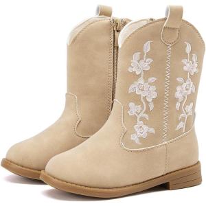 imageBMCiTYBM Toddler Girls Cowgirl Boots Little Kids Mid Calf Western Cowboy Pointed Toe Riding Shoes Tassels Glitter4camel