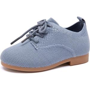 imageBMCiTYBM Toddler Girl Dressy Shoes Comfortable Knit Casual Oxford Shoes School Uniform Loafer FlatsAgrey